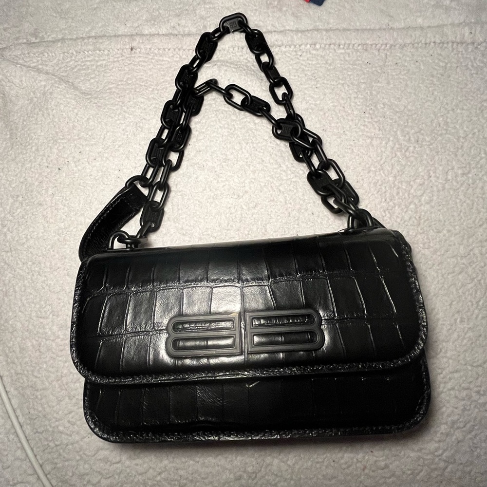 BALENCIAGA BLACK CALFSKIN LEATHER GOSSIP CROSSBODY BAG NWT SEE DESCRIPTION - Picture 2 of 11